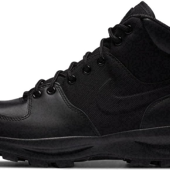 Nike Manoa Water Resistant Leather Boots Triple Black 456975-001 Mens - Picture 5 of 7